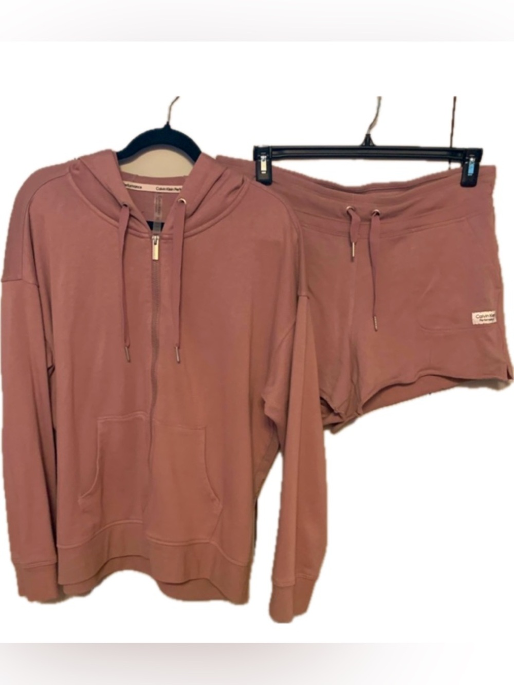 Calvin Klein Performance Mauve French Terry Lounge Set | Hoodie + Shorts | L